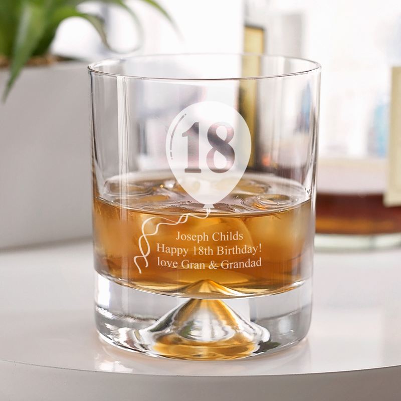 18th Birthday Celebratory Personalised Whisky Glass product image