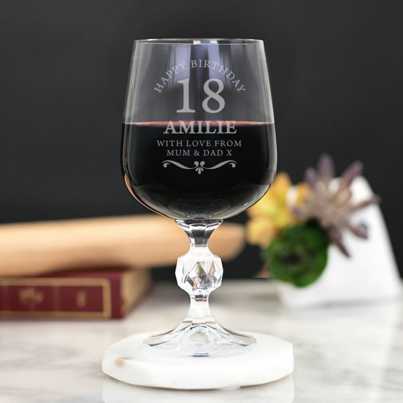 Personalised 18th Birthday Cut Stem Wine Glass product image