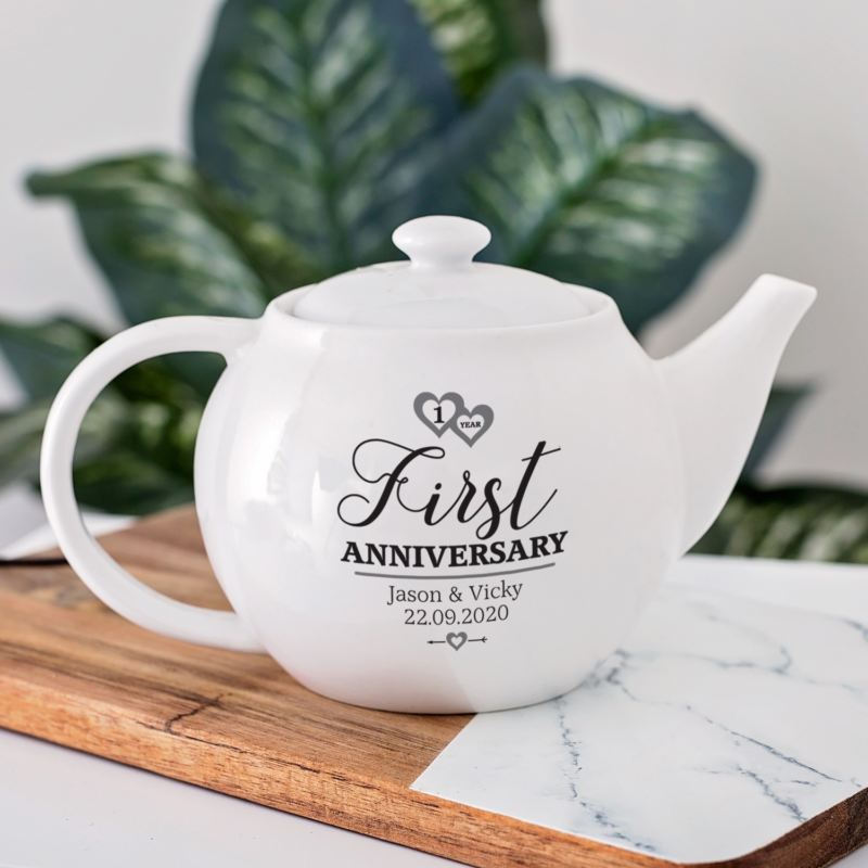 Personalised 1st Wedding Anniversary Teapot The Personalised Gift Shop