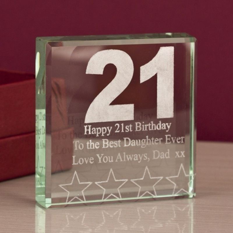 21st Birthday Square Glass Keepsake product image