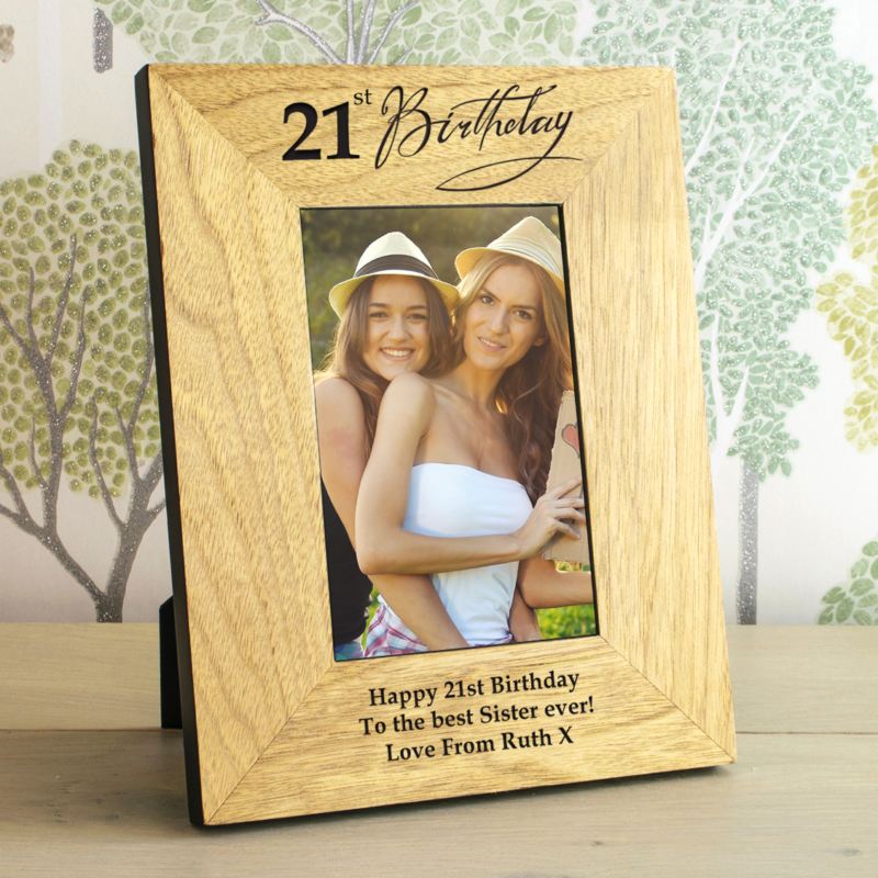 21st Birthday Wooden Personalised Photo Frame The Personalised Gift Shop