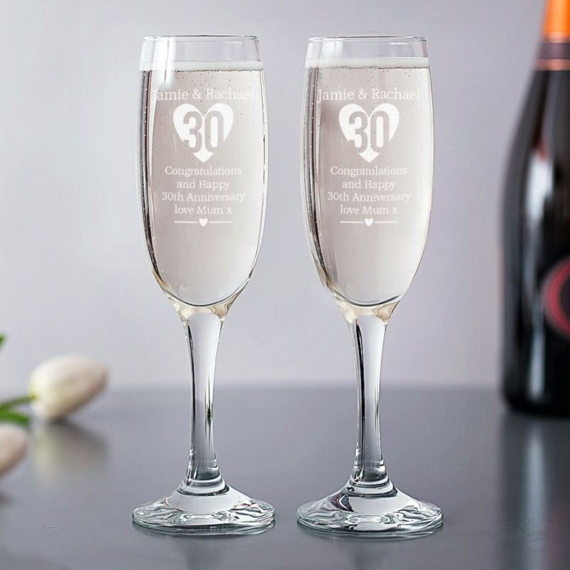 Personalised 30th Anniversary Champagne Flutes product image