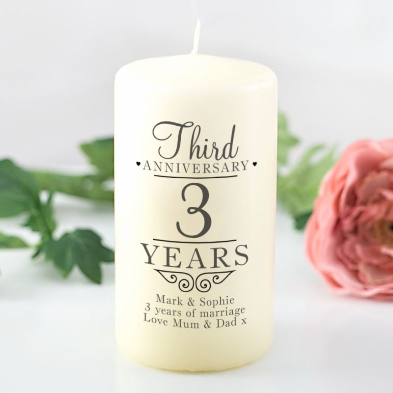 Personalised 3rd Wedding Anniversary Candle product image