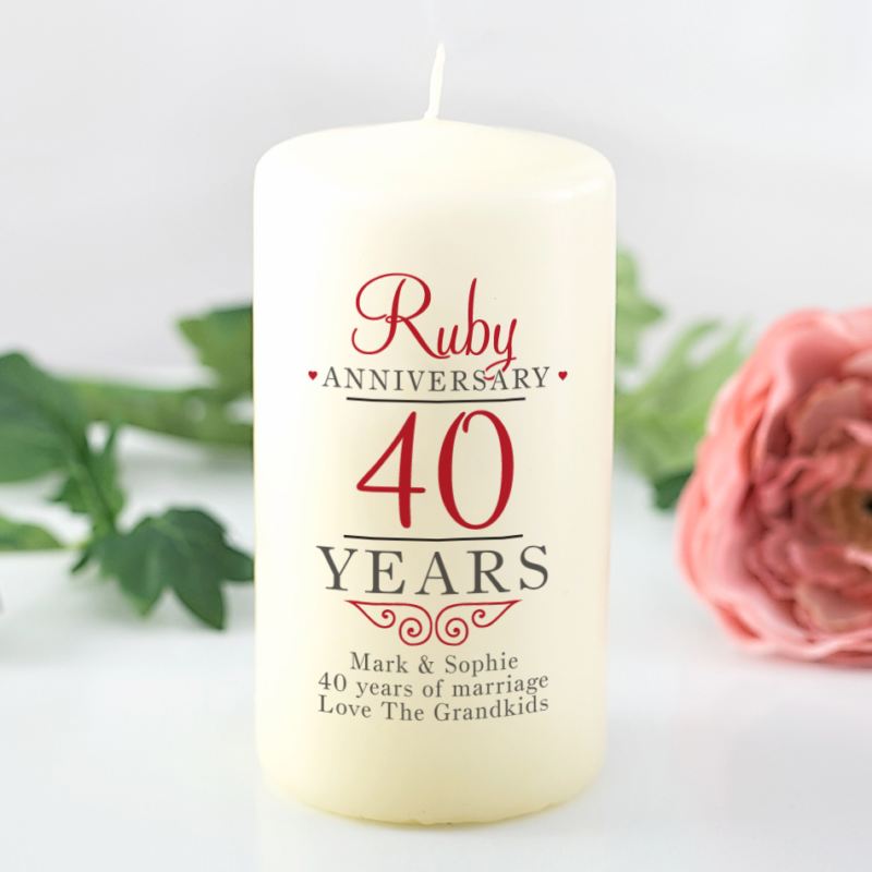 Personalised 40th Wedding Anniversary Candle product image