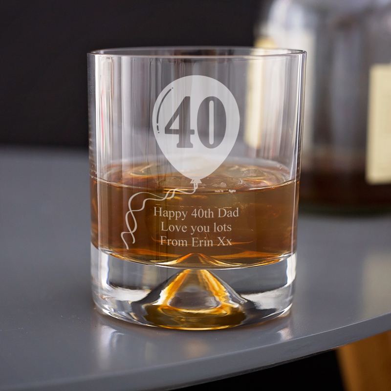 Engraved 40th Birthday Celebratory Whisky Glass The Personalised