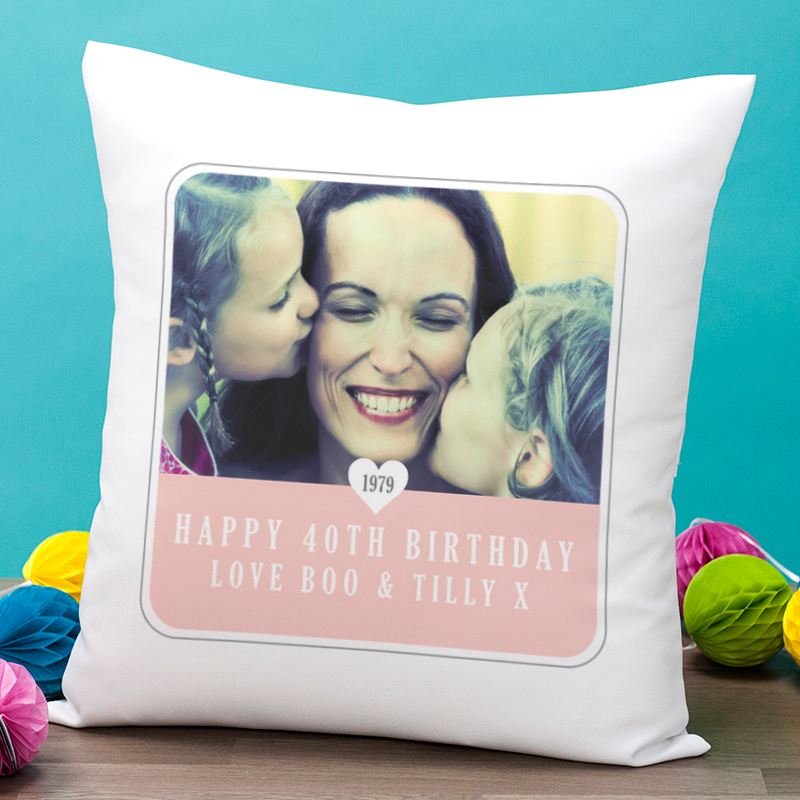 Personalised 40th Birthday Photo Cushion product image