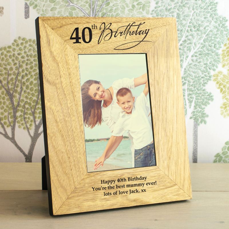 40th Birthday Wooden Personalised Photo Frame The Personalised Gift Shop
