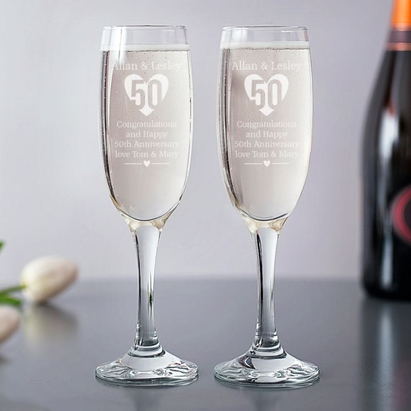 Personalised 50th Anniversary Champagne Flutes The Personalised Gift Shop