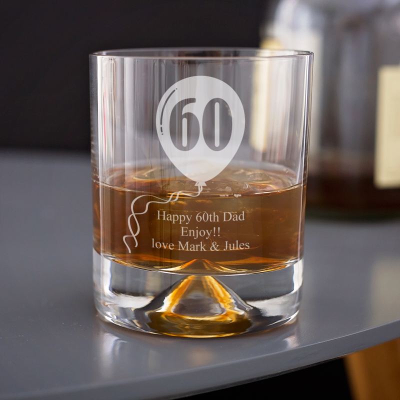Personalised 60th Birthday Celebratory Whisky Glass product image
