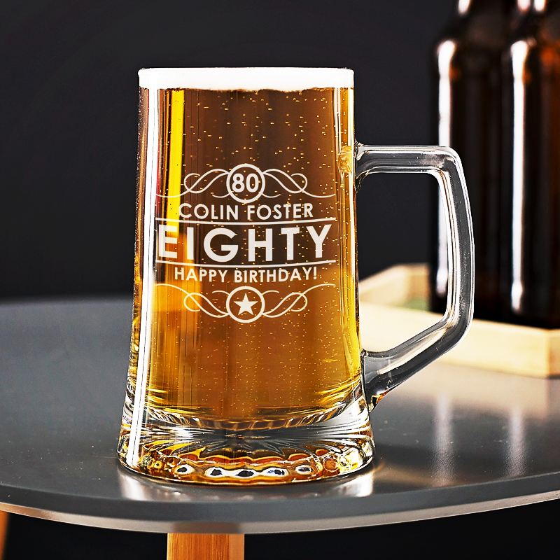 Engraved 80th Birthday Beer Tankard product image