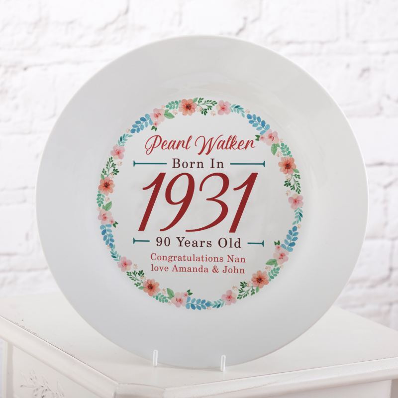 Personalised 90th Birthday Plate The Personalised Gift Shop