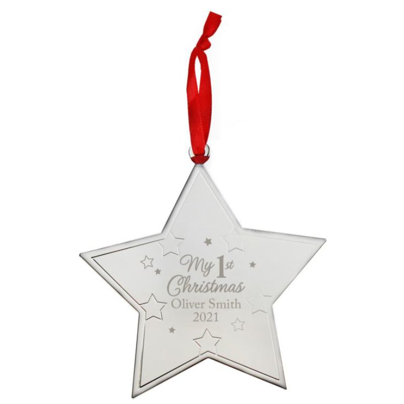 Personalised My 1st Christmas Star Metal Decoration product image