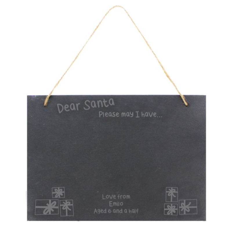 Personalised Christmas Wish List Hanging Large Slate Sign product image