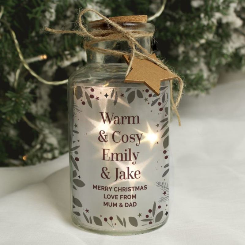 Personalised Festive Christmas LED Glass Jar product image