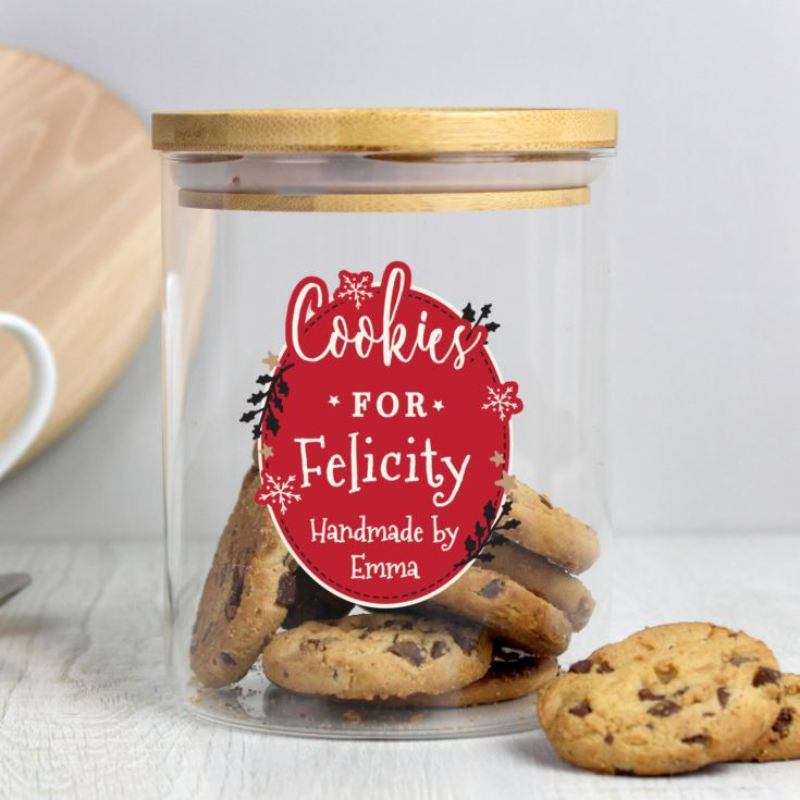 Personalised Christmas Glass Jar with Bamboo Lid product image