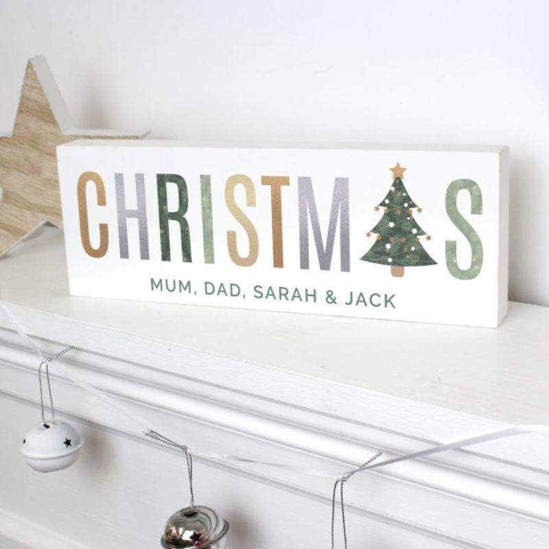 Personalised Christmas Wooden Block Sign product image
