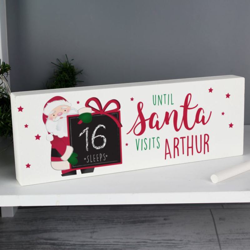 Personalised Santa Christmas Chalk Countdown Wooden Block product image