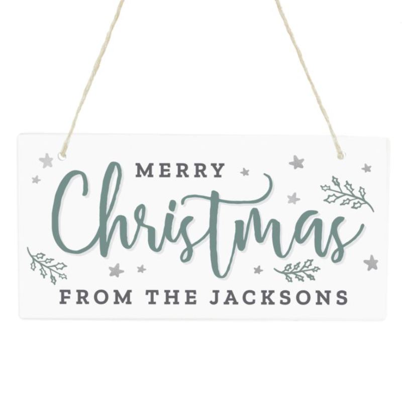 Personalised Merry Christmas White Wooden Sign product image