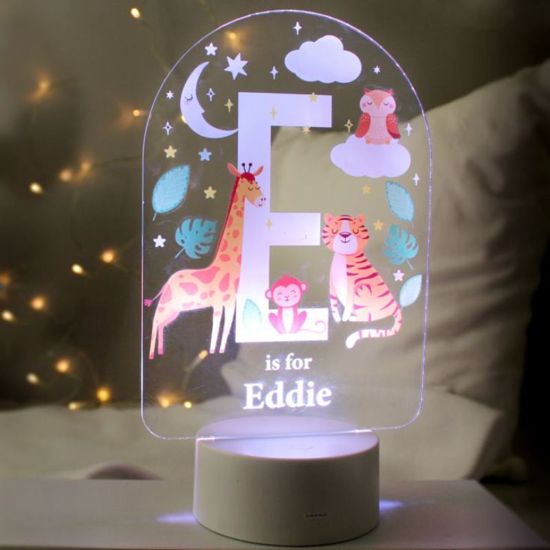 Personalised Animal Alphabet LED Colour Changing Night Light product image