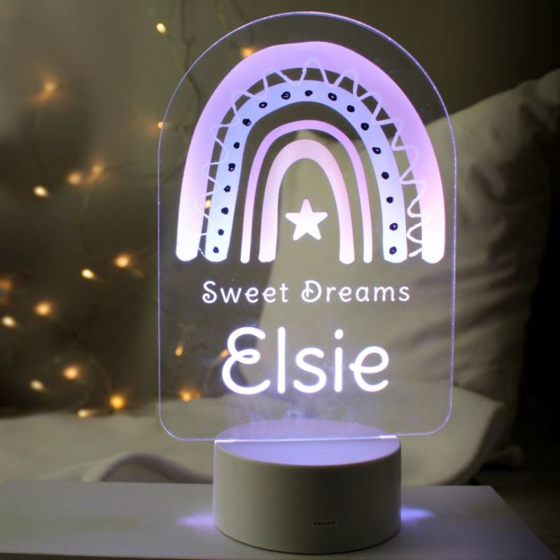 Personalised Pink Rainbow LED Colour Changing Night Light product image