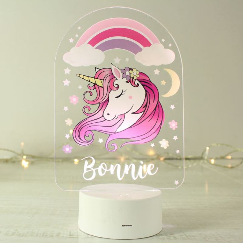 Personalised Pink Unicorn LED Colour Changing Night Light product image
