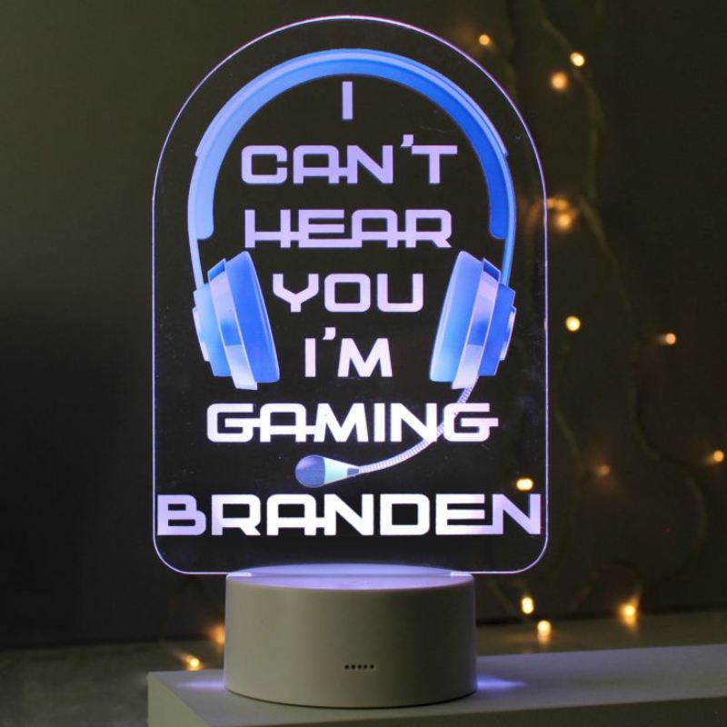 Personalised Blue Gaming LED Colour Changing Night Light product image
