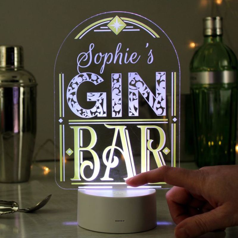 Personalised Gin Bar LED Colour Changing Night Light product image