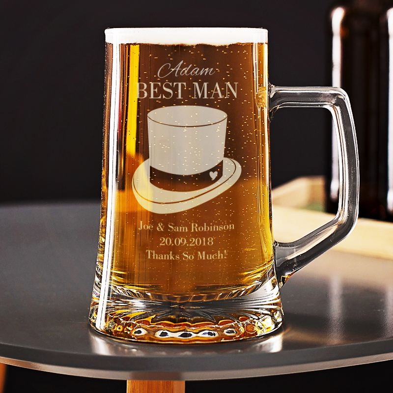Best Man Engraved Beer Glass Tankard product image