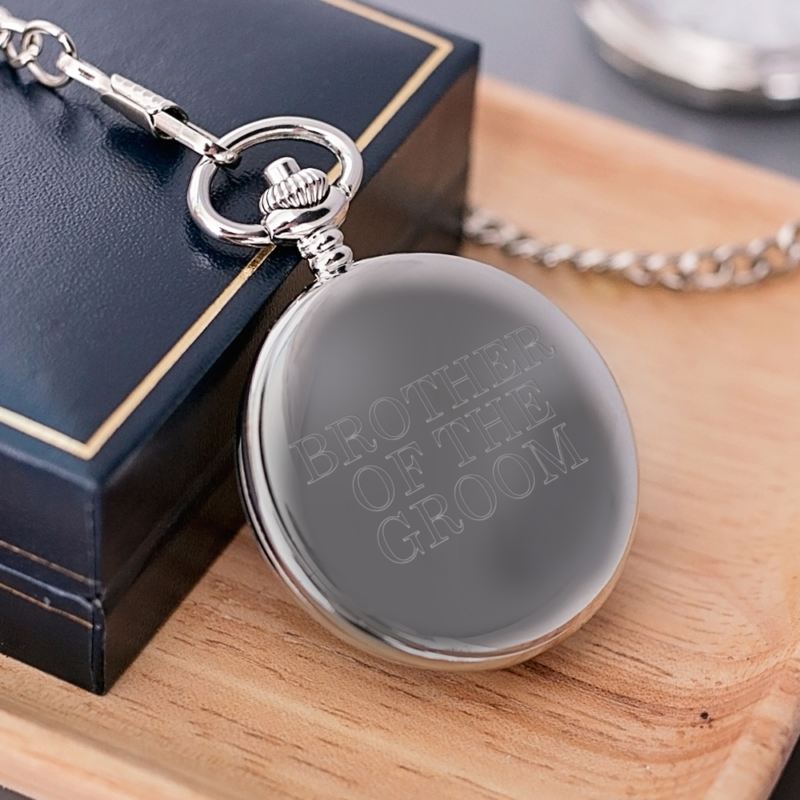 Engraved Brother of the Groom Pocket Watch product image
