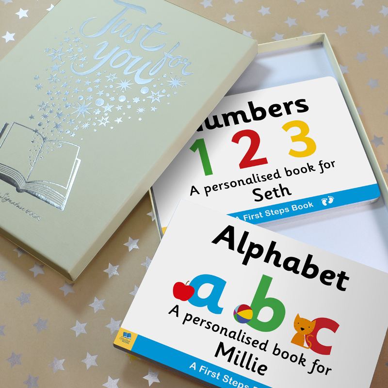 Dual box Set Alphabet and Numbers Personalised Board Books product image