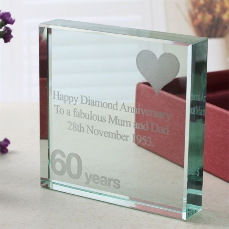 Engraved 60th Anniversary Glass Keepsake The Personalised Gift Shop