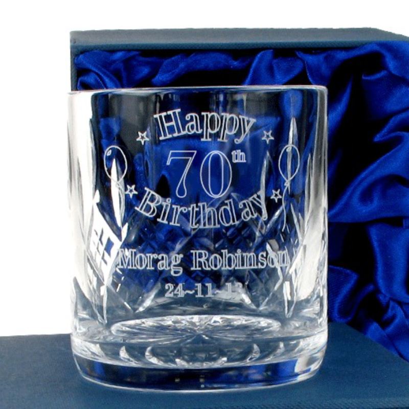 Engraved 70th Birthday Celebratory Whisky Glass The Personalised Gift