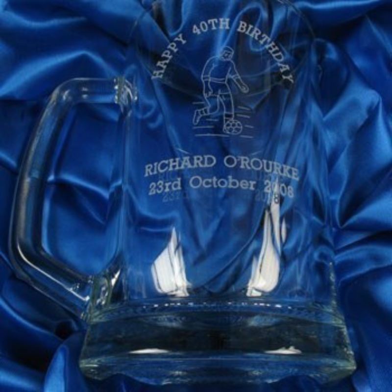 Engraved 80th Birthday Glass Tankard: Footballer product image