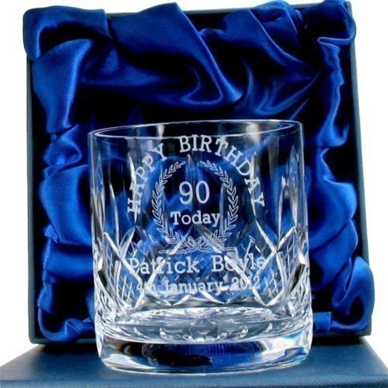 Engraved 90th Birthday Whisky Glass The Personalised