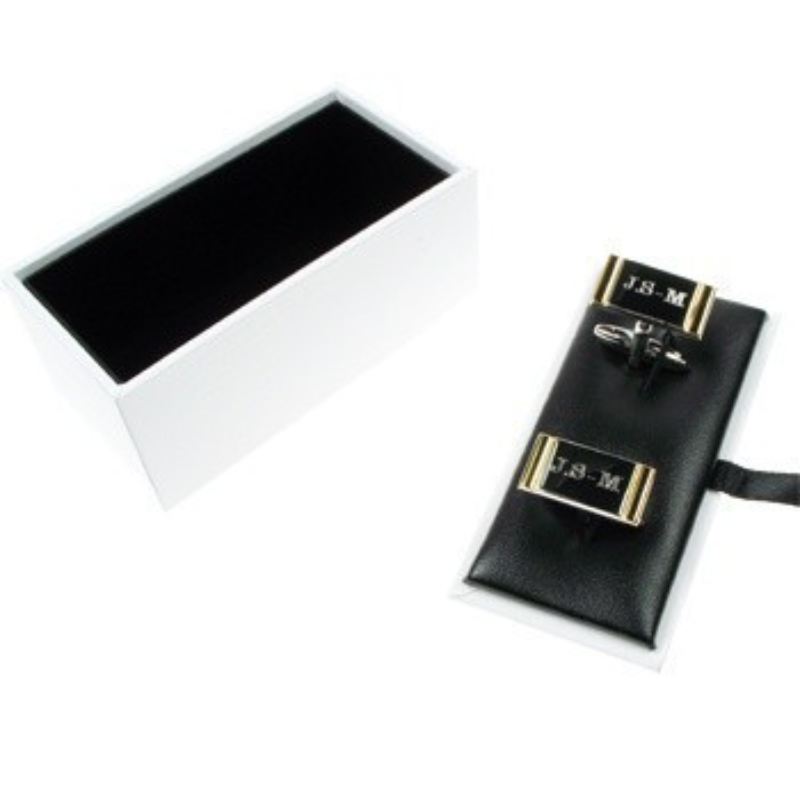 Engraved Cufflinks 2 Tone Silver and Gold product image