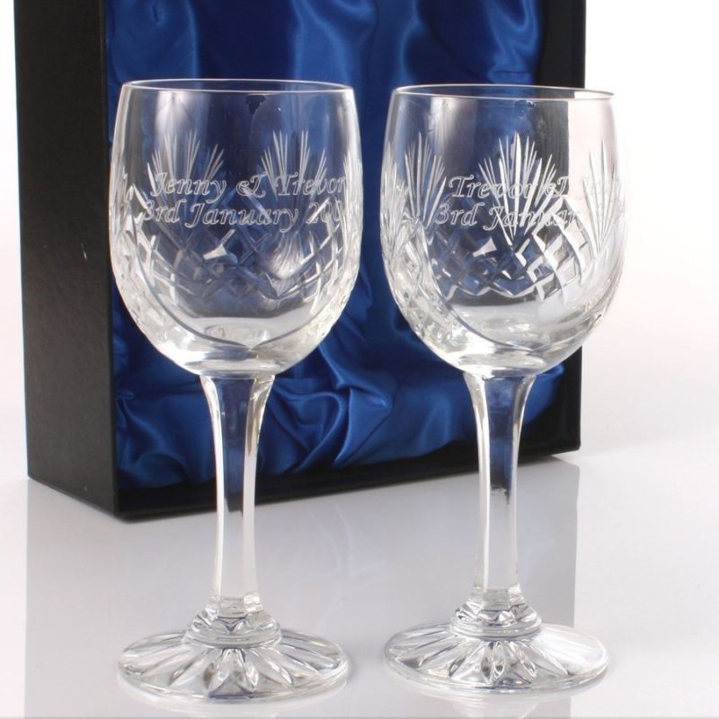 Engraved Cut Crystal Wine Glasses The Personalised Gift Shop