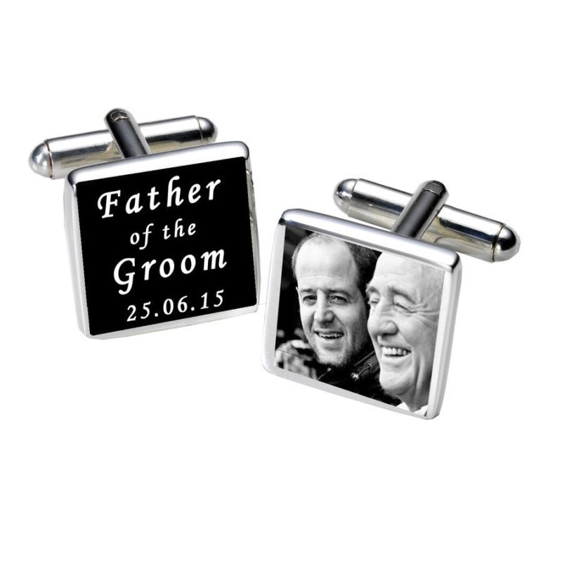 Father of the Groom Photo Cufflinks - Black product image