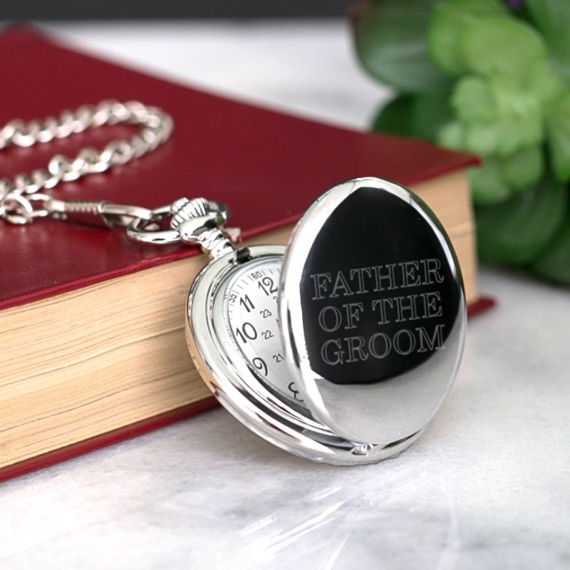 Engraved Pocket Watch for Father of the Groom The Personalised Gift Shop