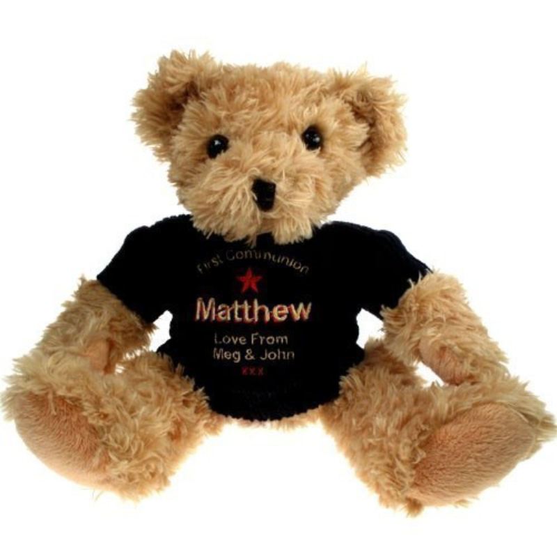 First Communion Teddy Bear Blue Jumper product image