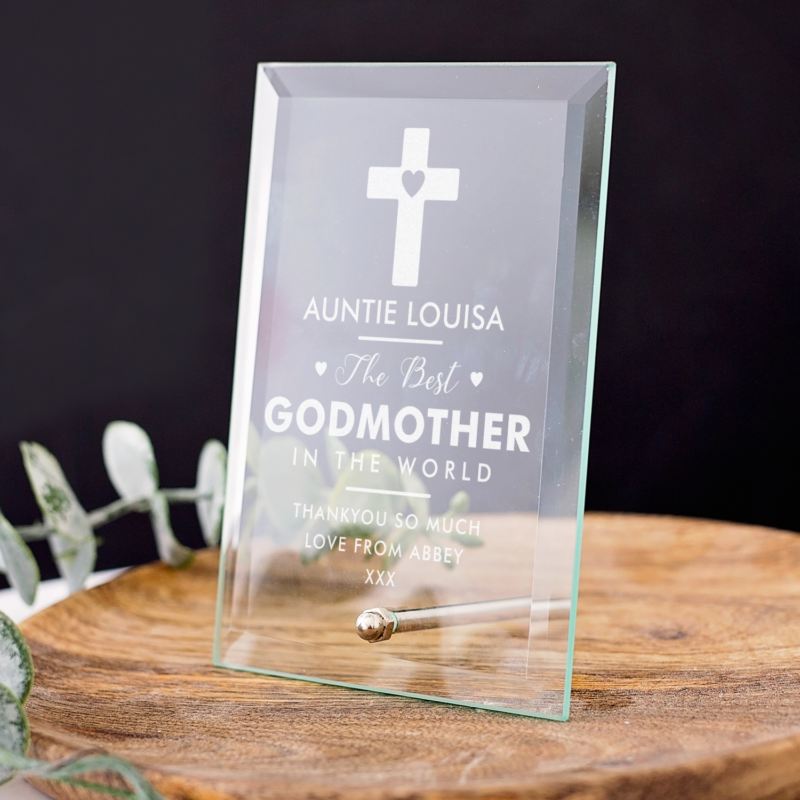 Engraved Godmother Glass Plaque product image