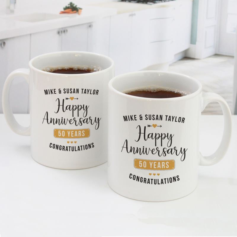 Personalised Pair Of 50th Wedding Anniversary Mugs product image