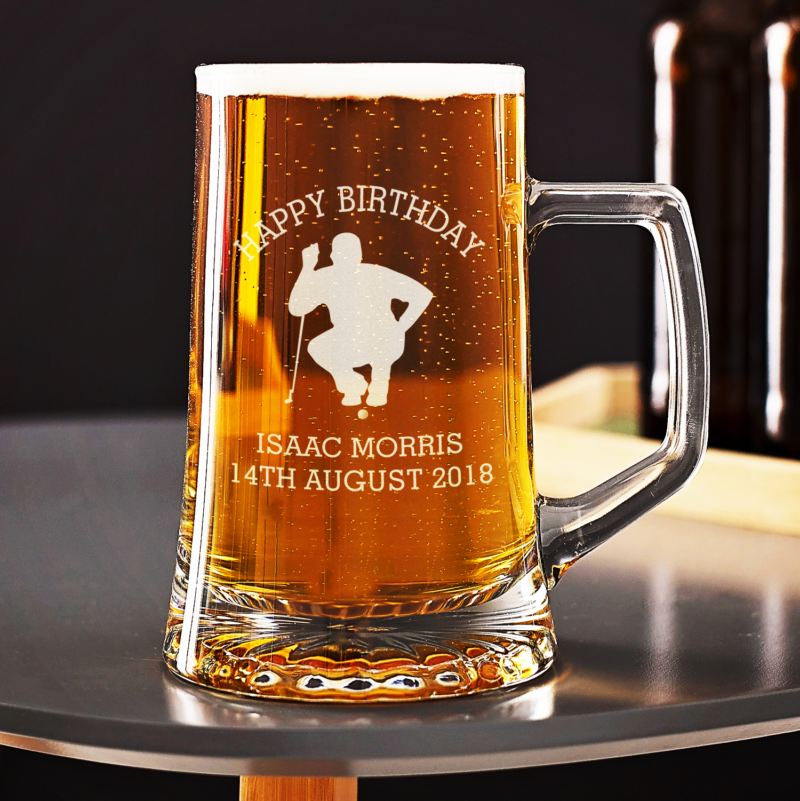 Engraved Golf Beer Glass Tankard product image