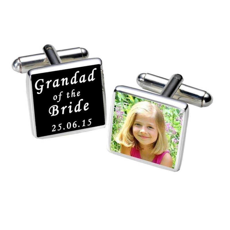 Grandad of the Bride Photo Cufflinks - Black product image