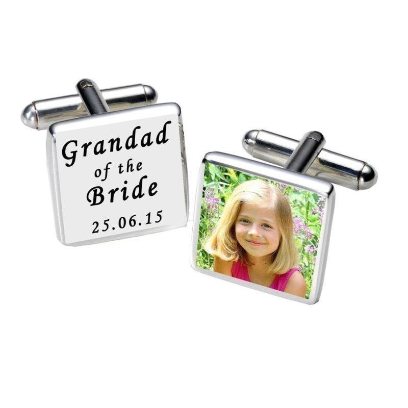 Grandad of the Bride Photo Cufflinks - White product image