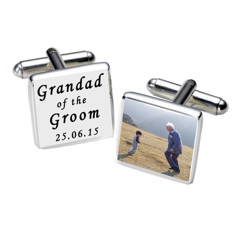 Grandad of the Groom Photo Cufflinks - White product image