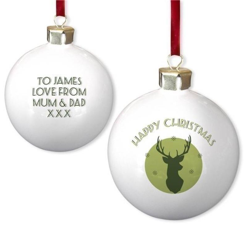 Green Stag Bone China Bauble product image