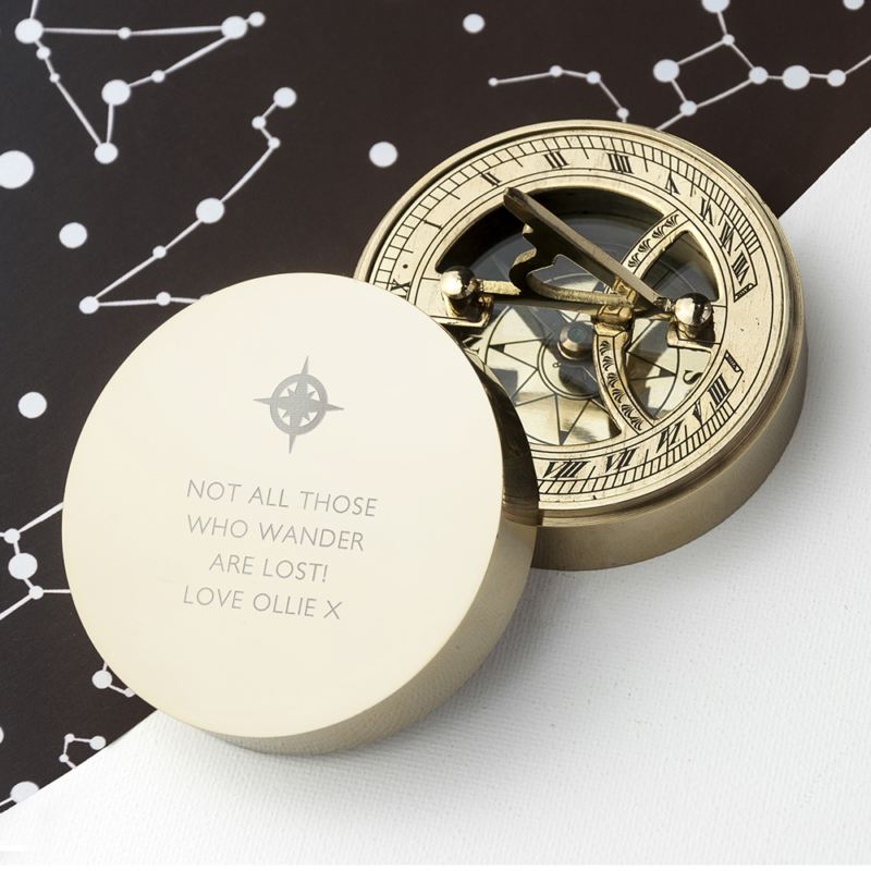 Engraved Iconic Adventurer's Sundial Compass product image