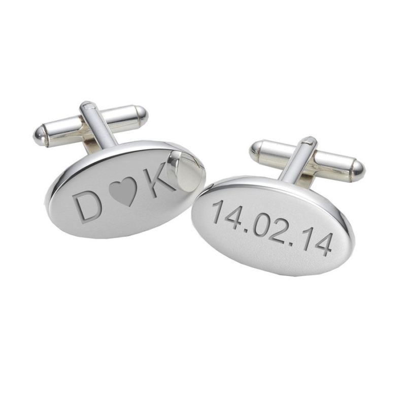 Initials & Date cufflinks - Oval product image