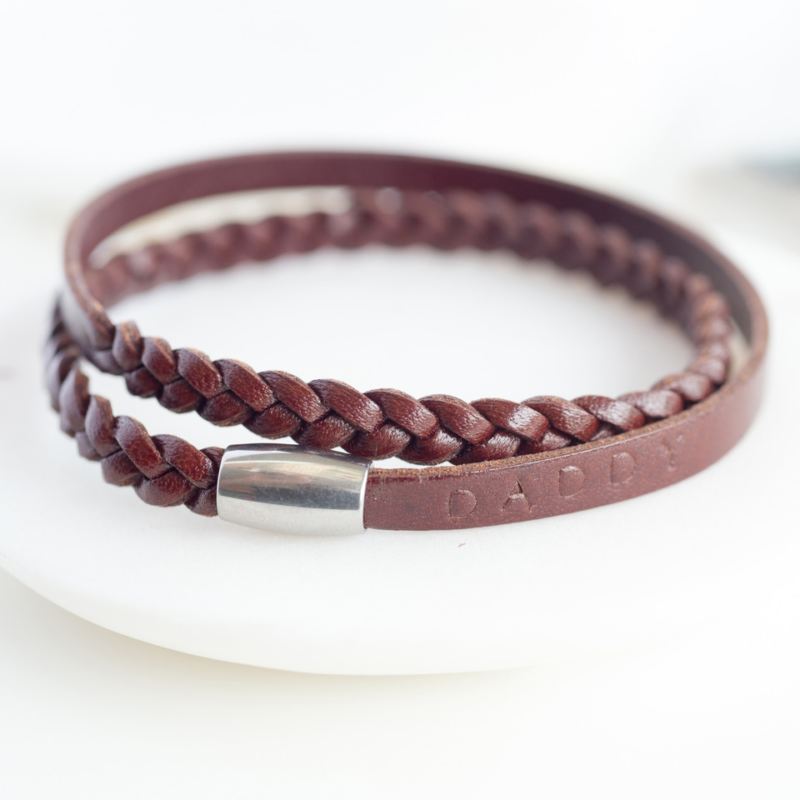 Personalised Hand Stamped Leather Wrap Wristband product image