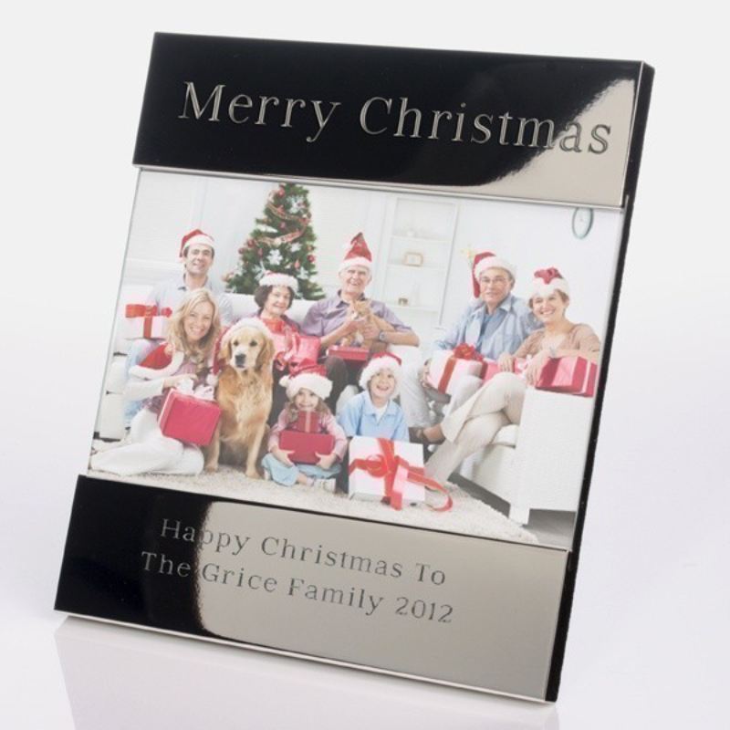 Merry Christmas Shiny Silver Photo Frame product image